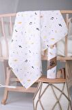 Babyhola Pamuklu Nota 85x90 cm Bebek Battaniyesi Sarı